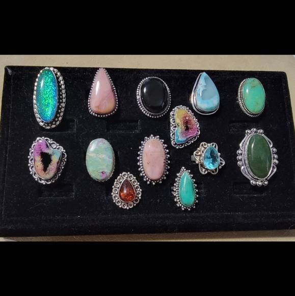 Handmade 925 Sterling Silver Heart Shape Turquoise Gemstone  Ring Size 10 - Picture 9 of 11